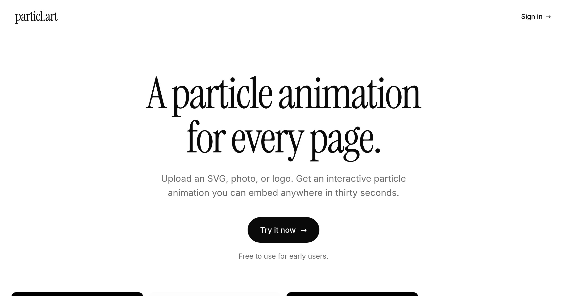 particl.art · A particle animation for every page